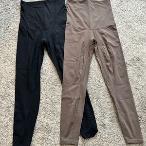 Black and Brown High-Waisted Maternity Leggings
